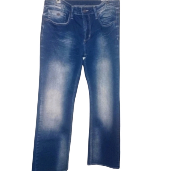 Men's 34/30 BUFFALO DAVID BITTON Six-x Straight Stretch Distressed DarkWash Jean - Picture 1 of 16